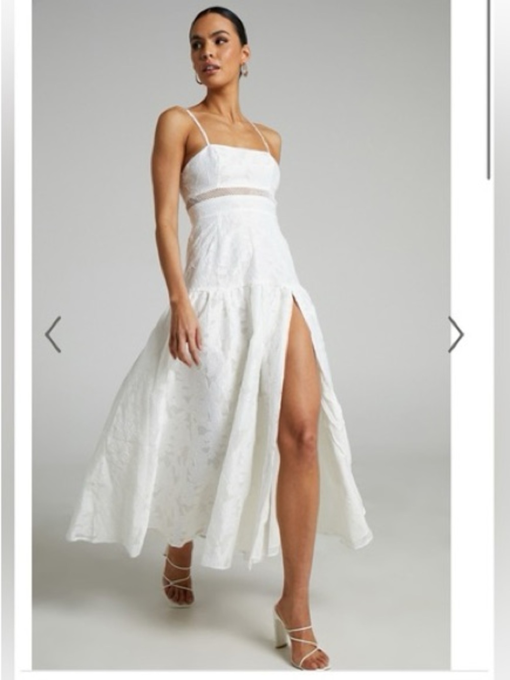 Showpo floral lace white maxi dress size US4